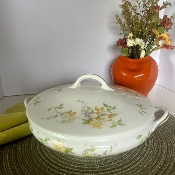 Vtg CF Haviland Round Covered Vegetable Limoges Floral Cottage Core France HTF - Picture 1 of 7